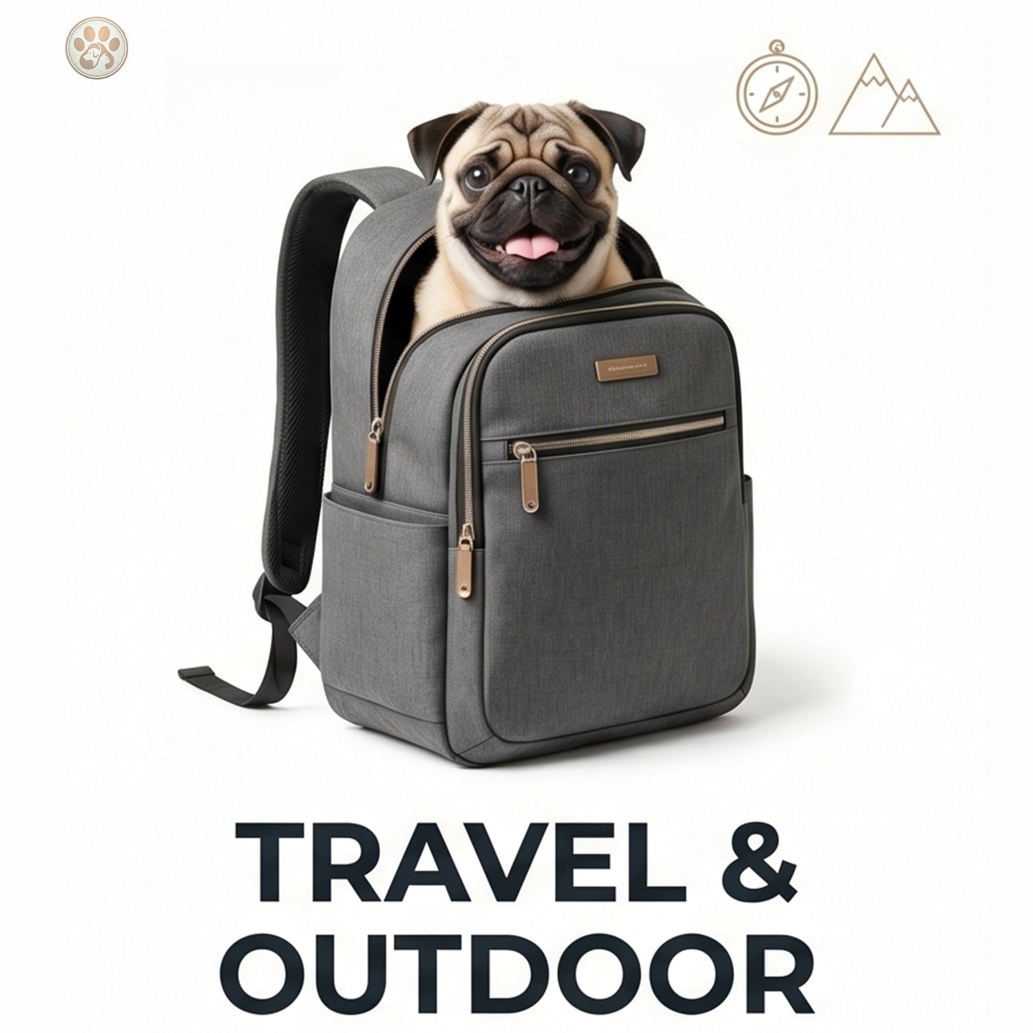 Outdoor and travel pet gear designed for dogs and cats including portable water bowls, carriers, and safety accessories.